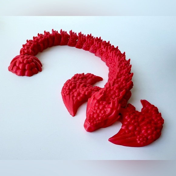 Red Dragon Figurine 3D-printed articulated "Rose Dragon" fidget toy - Picture 1 of 4